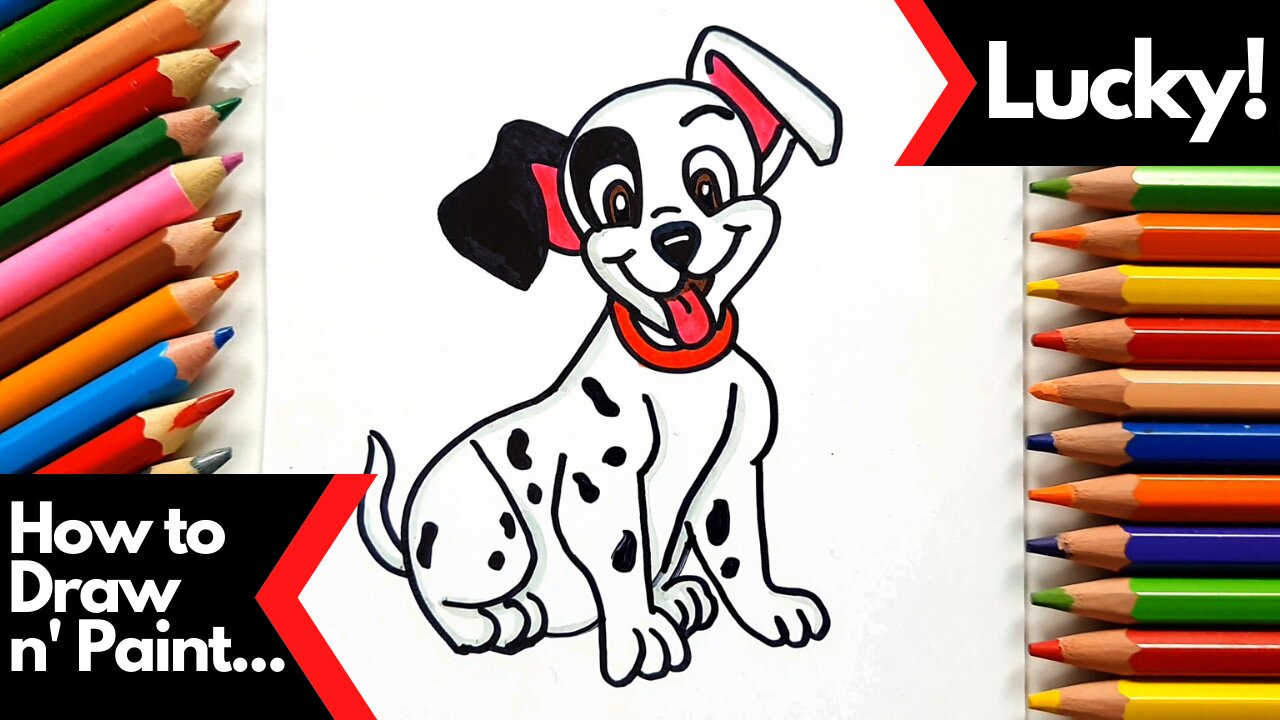 How to draw and paint Lucky from 101 Dalmatians