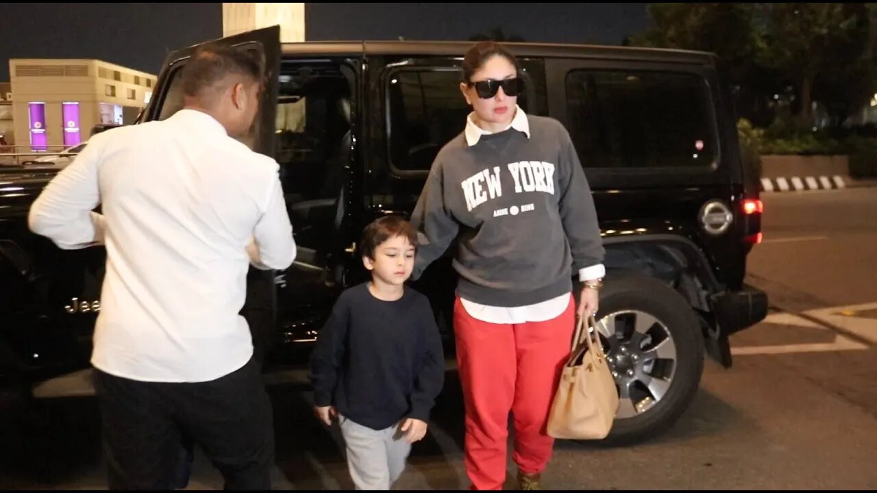 Saif Ali Khan, Kareena Kapoor With Taimur & Jeh Fly From Mumbai Snapped At Airport