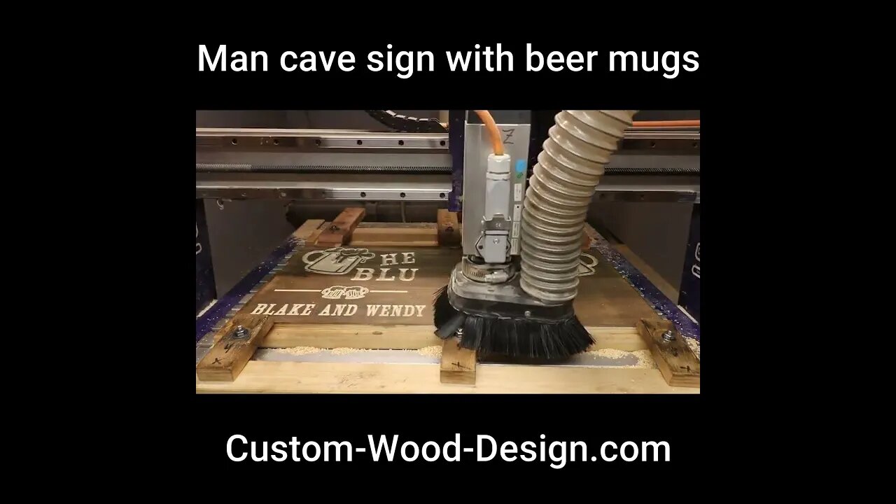 Man cave sign with beer mugs // #shorts #woodsign #signmaking #cnc #viral #fyp