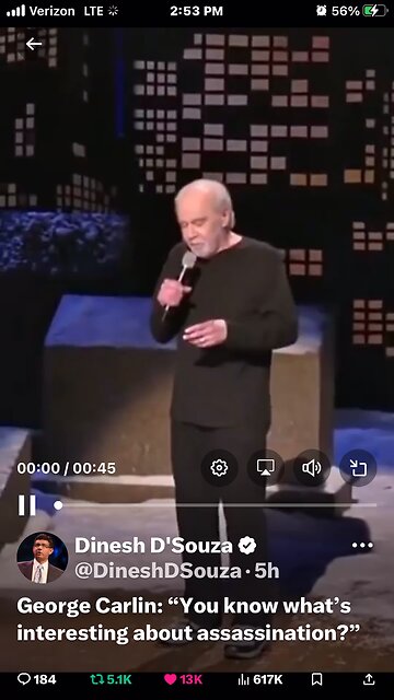 George Carlin: “You know what’s interesting about assassination?”