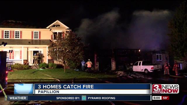 Three homes catch fire in Papillion