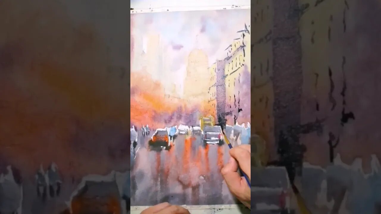 watercolour painting tips: urban landscapes #shorts