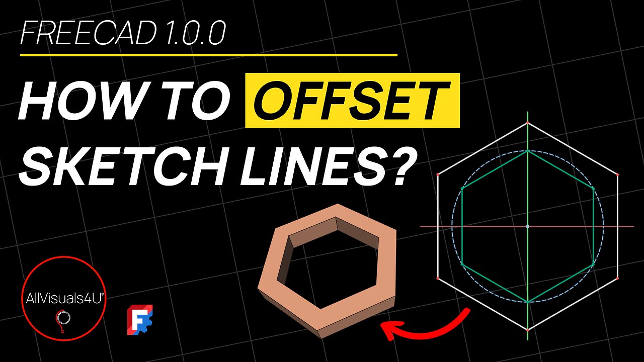 🙏 Offset Sketch Lines In FreeCAD 1.0 - FreeCAD Offset Sketch - FreeCAD Sketcher Offset | #Shorts