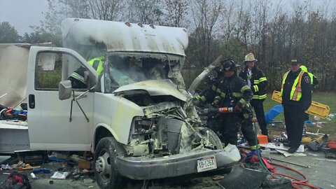 Tractor Trailer crosses median Route 130 Robbinsville Squad 40