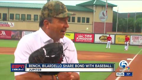 Former teammates reunite on baseball field