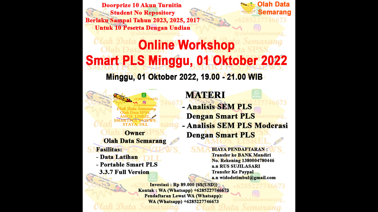 Online Workshop Smart PLS Minggu, 01 Oktober 2022