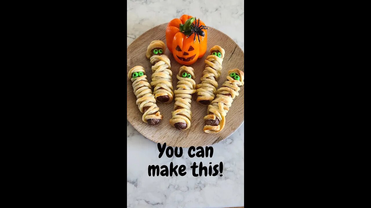 How to Make a Halloween Mummy's from Hot Dogs and Puff Pastry Dough #Shorts
