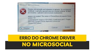 Como corrigir o erro do Chrome Driver no MICROSOCIAL