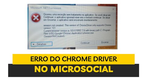 Como corrigir o erro do Chrome Driver no MICROSOCIAL