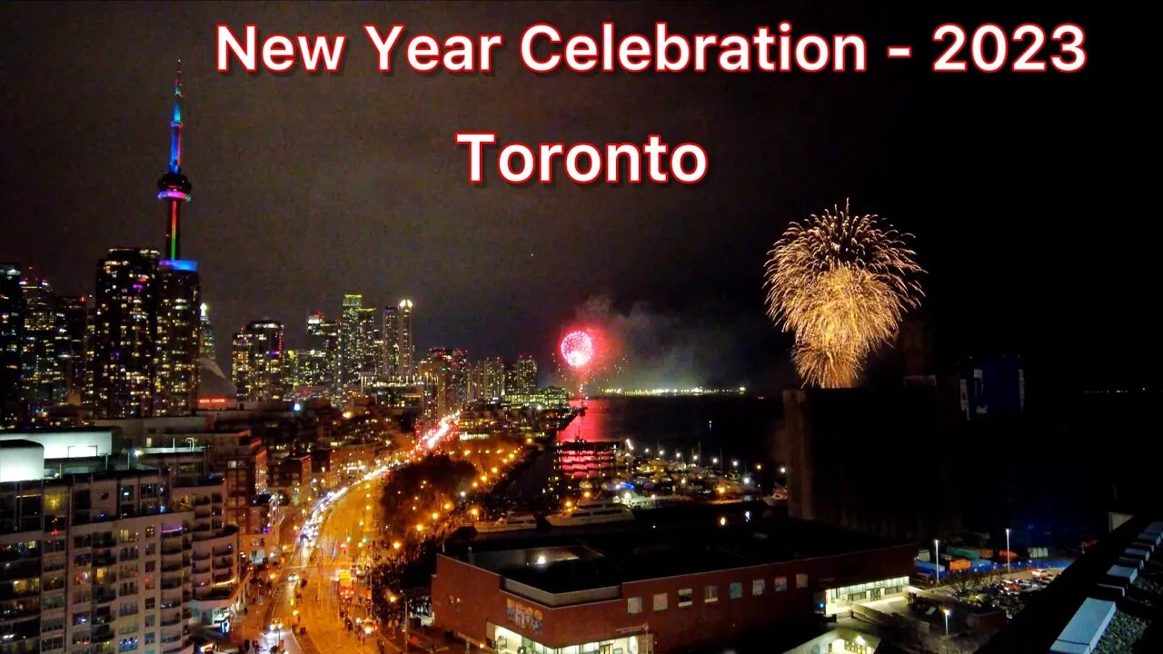 Toronto New year 2023 Celebrations - Fireworks at Harbourfront