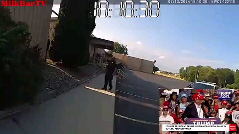 New bodycam footage of cop confronting Crooks on the roof before he shot Trump SYNCHED