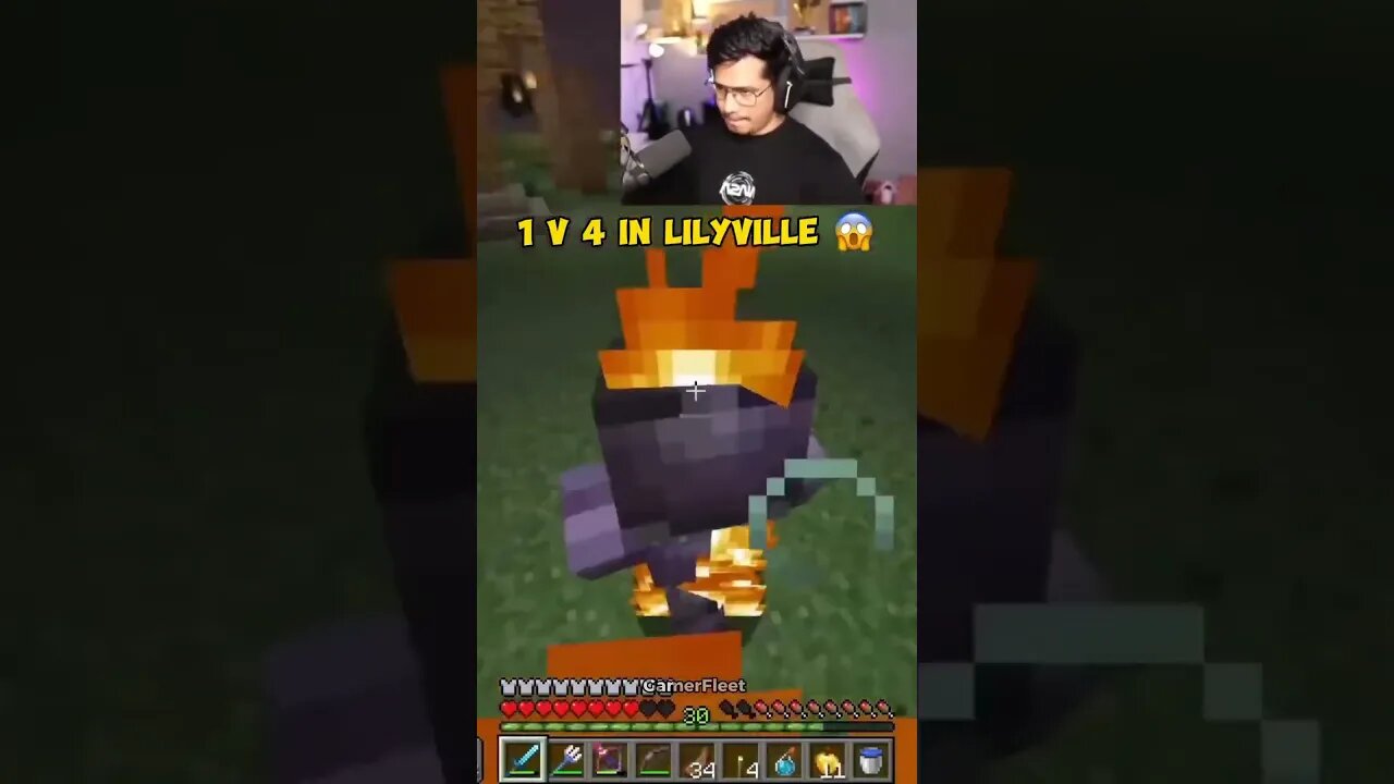 1V4 in Lilyville 😱 PVP GOD is Angry 😡 #gamerfleet #shortsminecraft #shorts