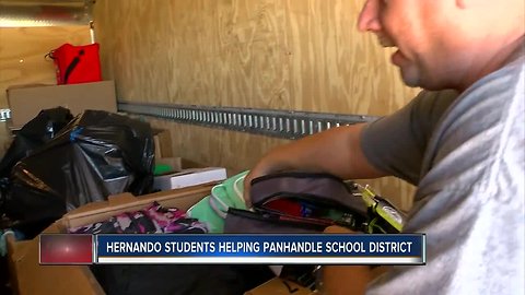 A truck load of school supplies going from Hernando County to Bay County schools