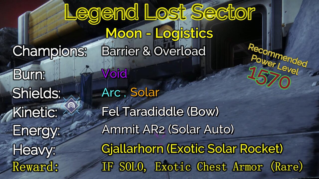 Destiny 2 Legend Lost Sector: Moon - K1 Logistics 9-19-22