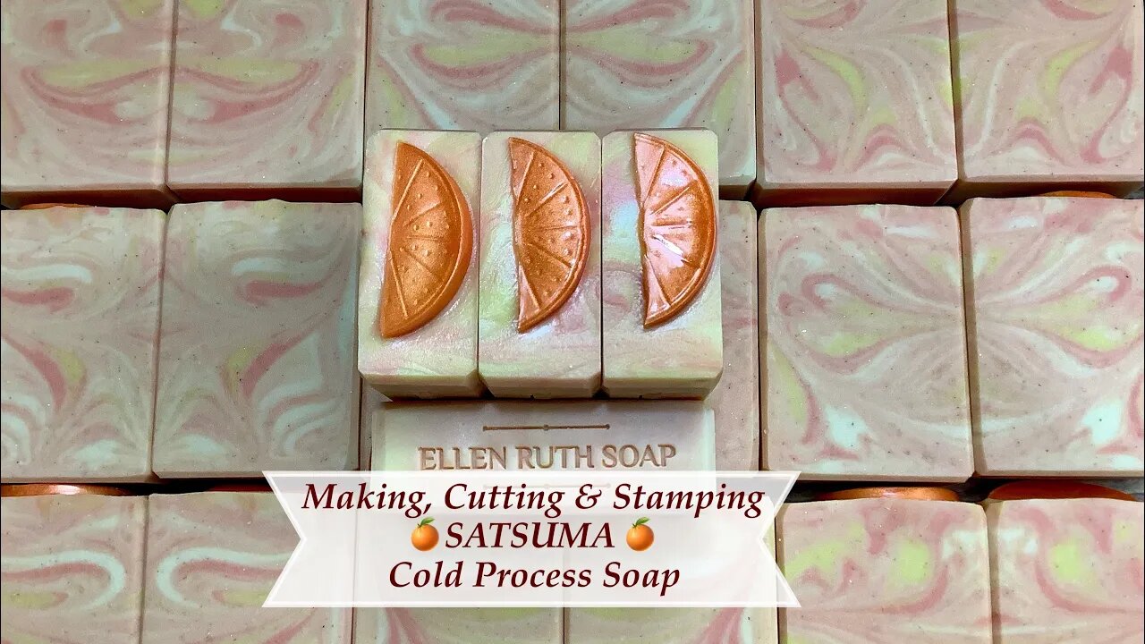 How to Make 🍊SATSUMA🍊 Goat Milk Cold Process Soap w/ Hanger Swirl & Embeds | Ellen Ruth Soap