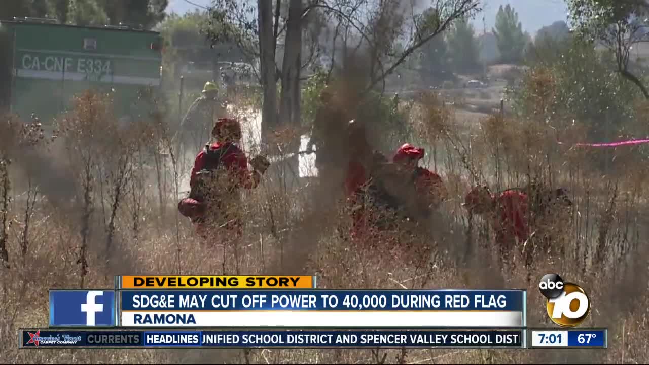 SDG&E may cut off power to 40,000 during red flag