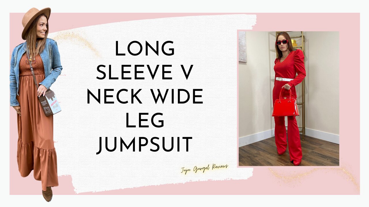 Long sleeve V neck wide leg jumpsuit for women review