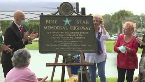 Blue Star Memorial Highway marker unveiled on Crosstown Parkway in Port St. Lucie