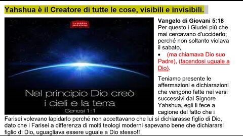 Risposta a Marco Mileo: Yahshua è il Creatore di tutte le cose, visibili e invisibili.