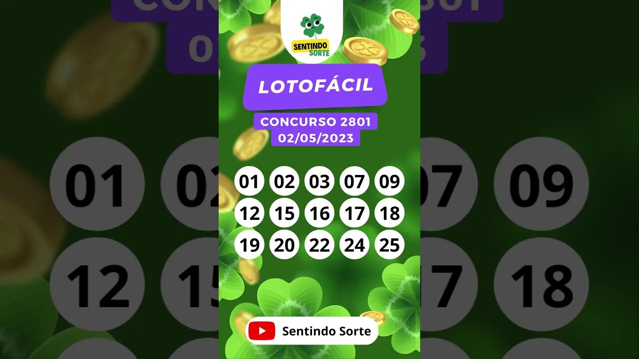 🍀 Resultado LOTOFACIL 2801 | 02/05/23 | Sentindo Sorte #shorts