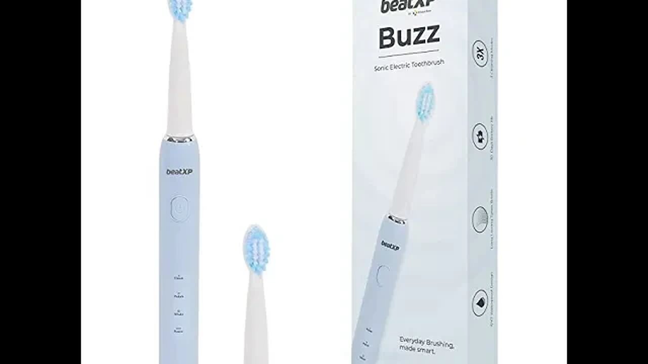 beatXP Buzz Electric Toothbrush for Adults with 2 Brush Heads & 3 Cleaning ModesRechargeabl