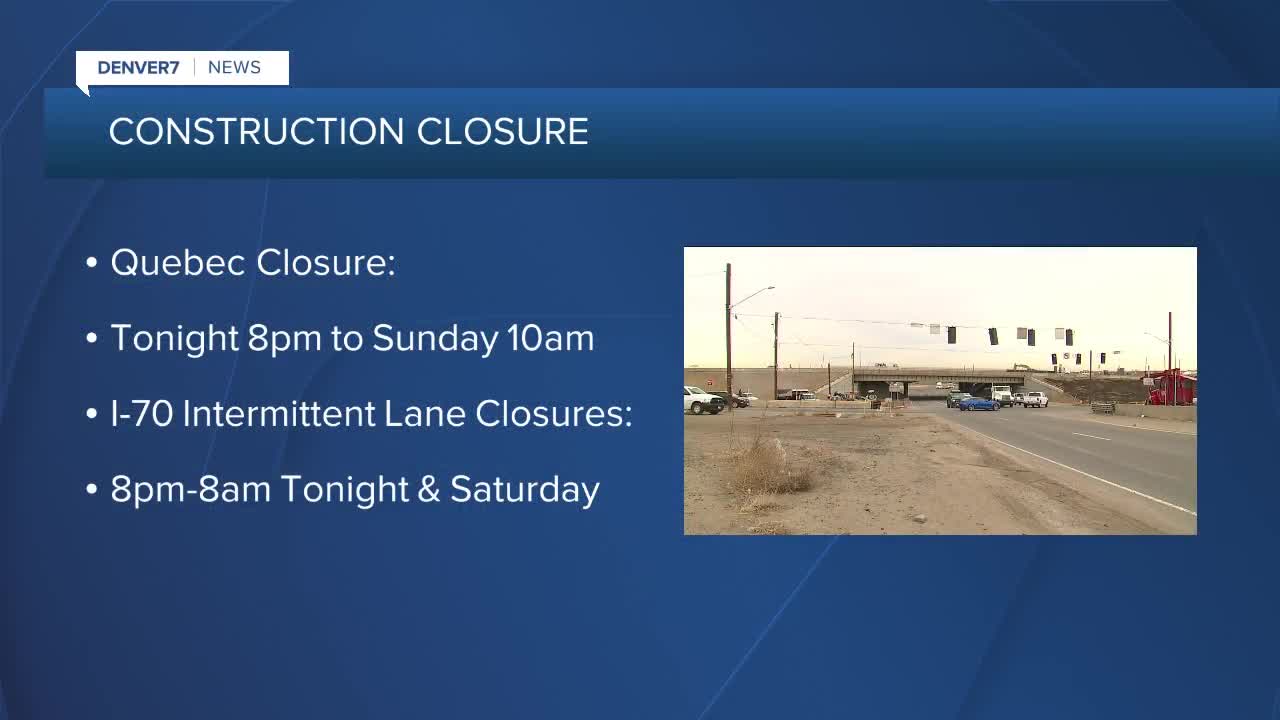 Traffic Alert: I-70 & Quebec this weekend
