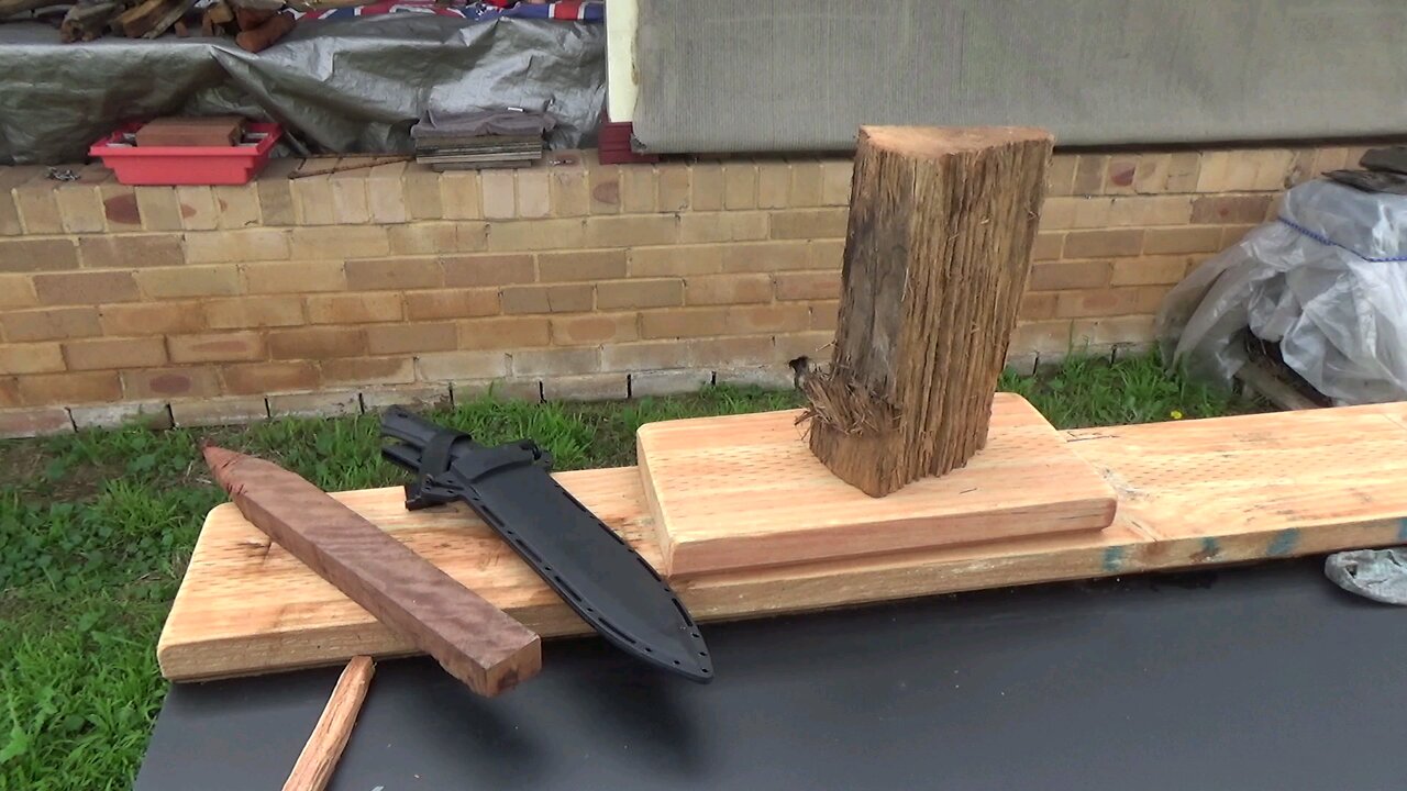 trying out my new wood chopping knife