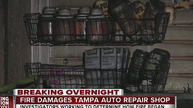 Fire damages Tampa auto repair shop