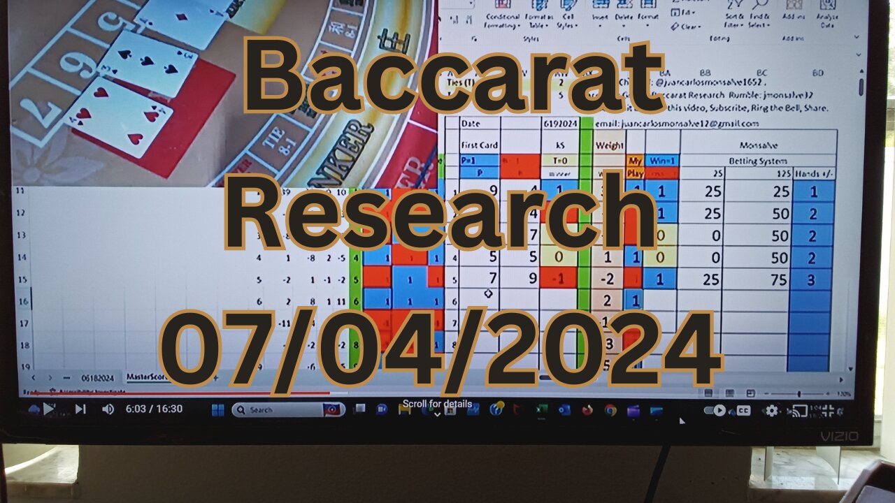 Baccarat Play 07042024: 1 Strategy, 1 Bankroll Management. Baccarat Research.