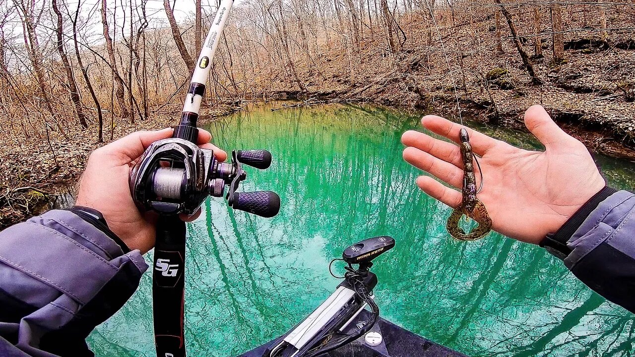 CREEK Fishing for BIG Early SPRING Bass!