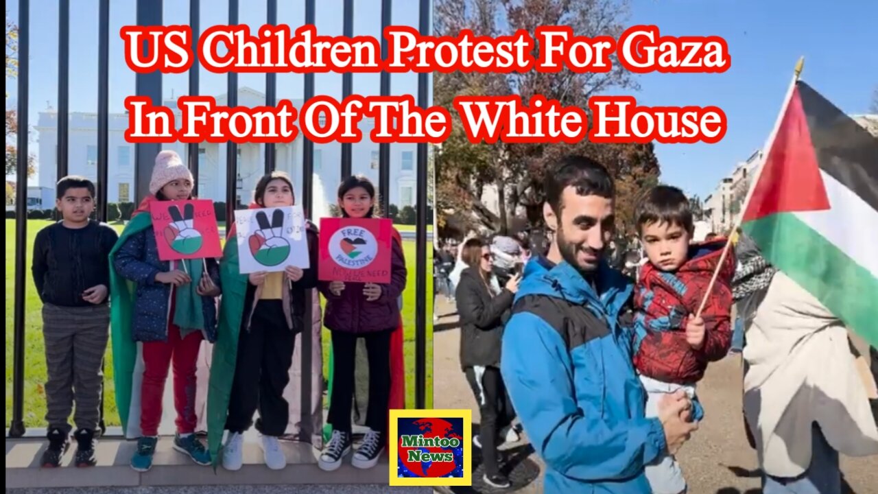 US children protest for Gaza in front of the White House