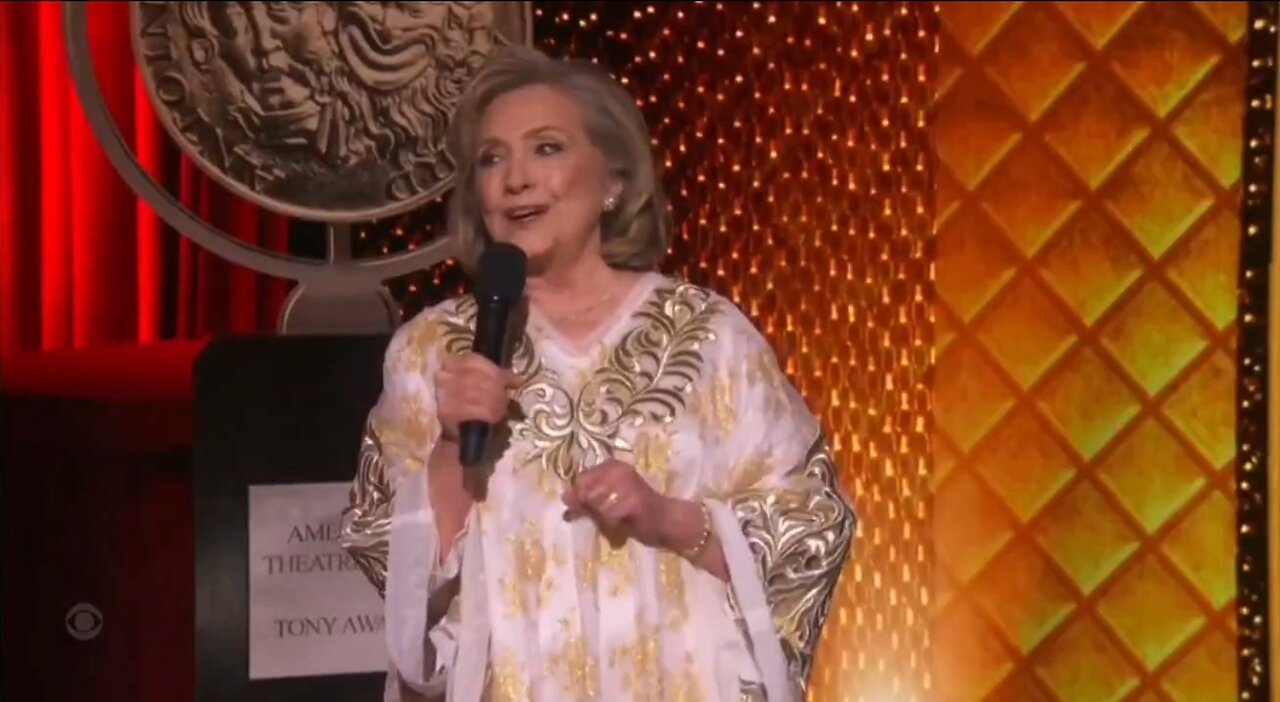 Hillary Wears a Robe To The Tony's And Tells People To Vote Democrat