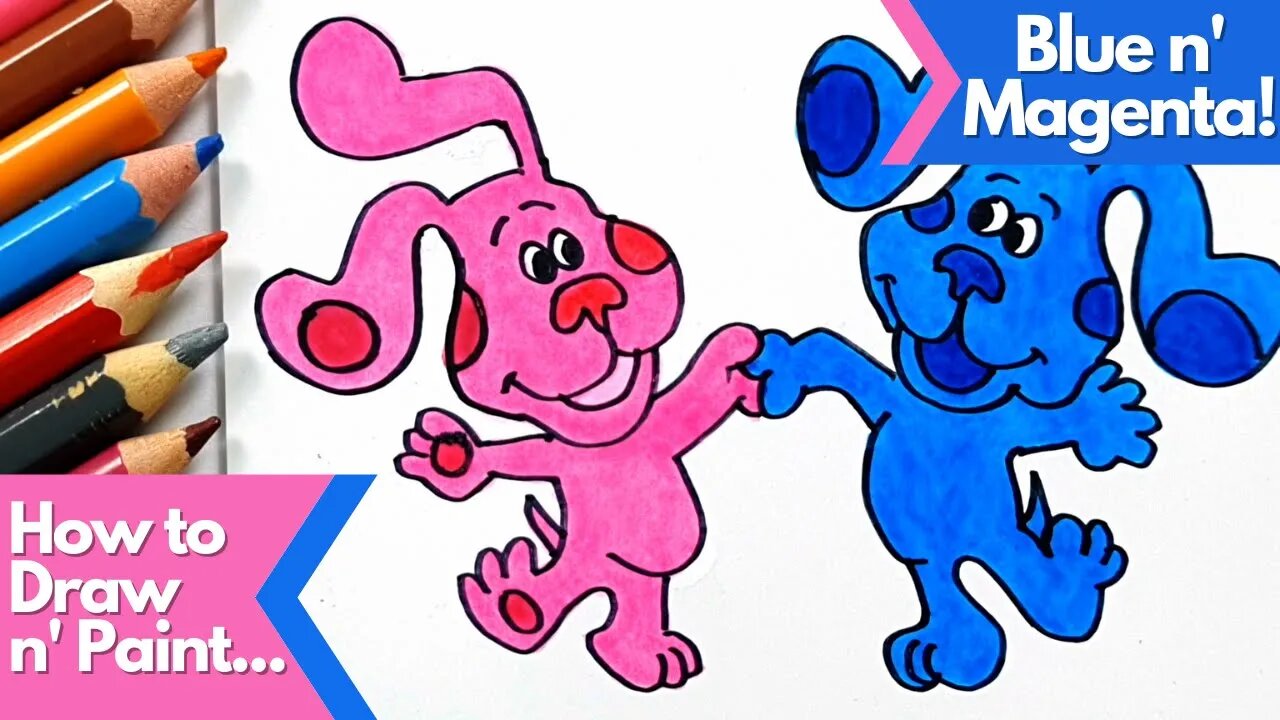 How to draw and paint Blue and Magenta Blue's Clues & You