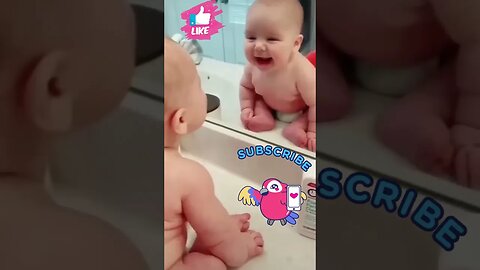 CUTE BABY LAUGHING IN MIRROR