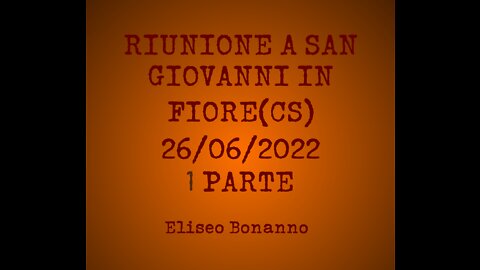 DIRETTA RIUNIONE A SAN GIOVANNI IN FIORE (CS) 1 PARTE