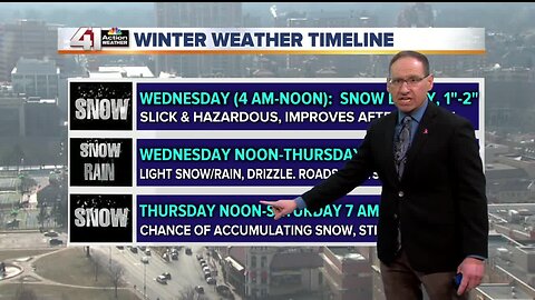 Dry through midnight then snow moves in by morning