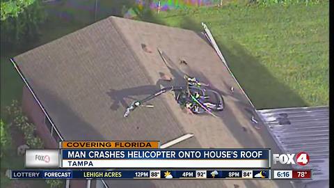 Florida man crashes small homemade helicopter into house