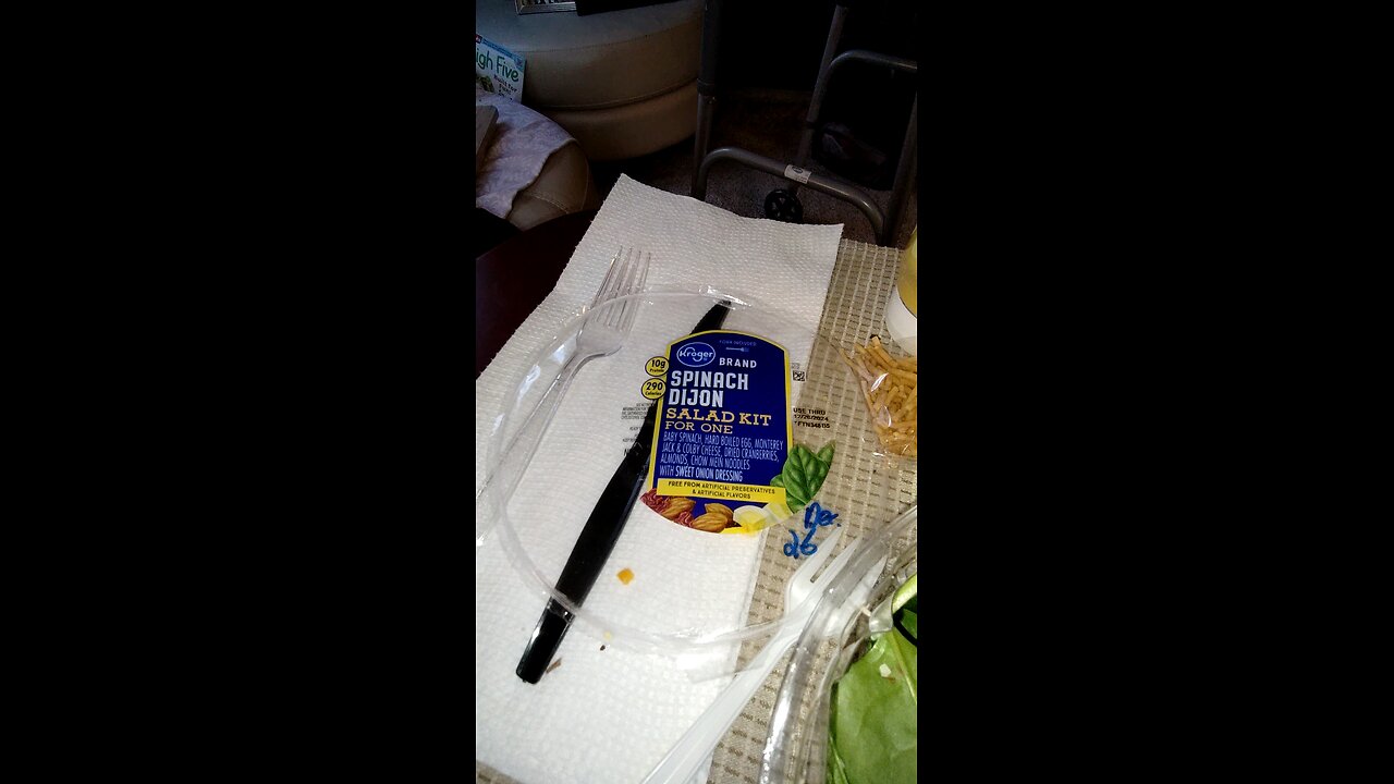 Eating Kroger Spinach Dijon Salad Kit For One, Dbn, MI, 12/22/24