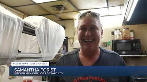 The kitchen manager of Joe's Gizzard City, Samantha Forist, said it feels great to be back in the kitchen on the first day of Gizzard Fest. She said she's probably going to sell more than 500 gizzard bins today.