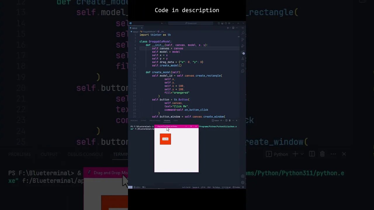Drag and Drop in python #blueterminal #coding #python #programming