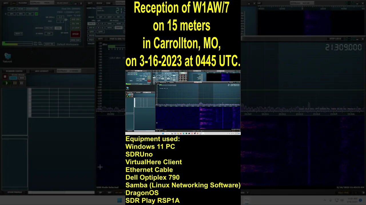 Reception of W1AW/7, on 15 meters, in Carrollton, MO