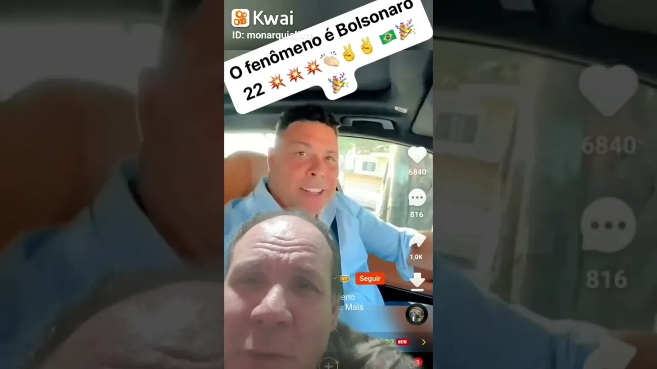 Ronaldo Fenômeno vai votar em Bolsonaro e tocou música do mito até no carro dele