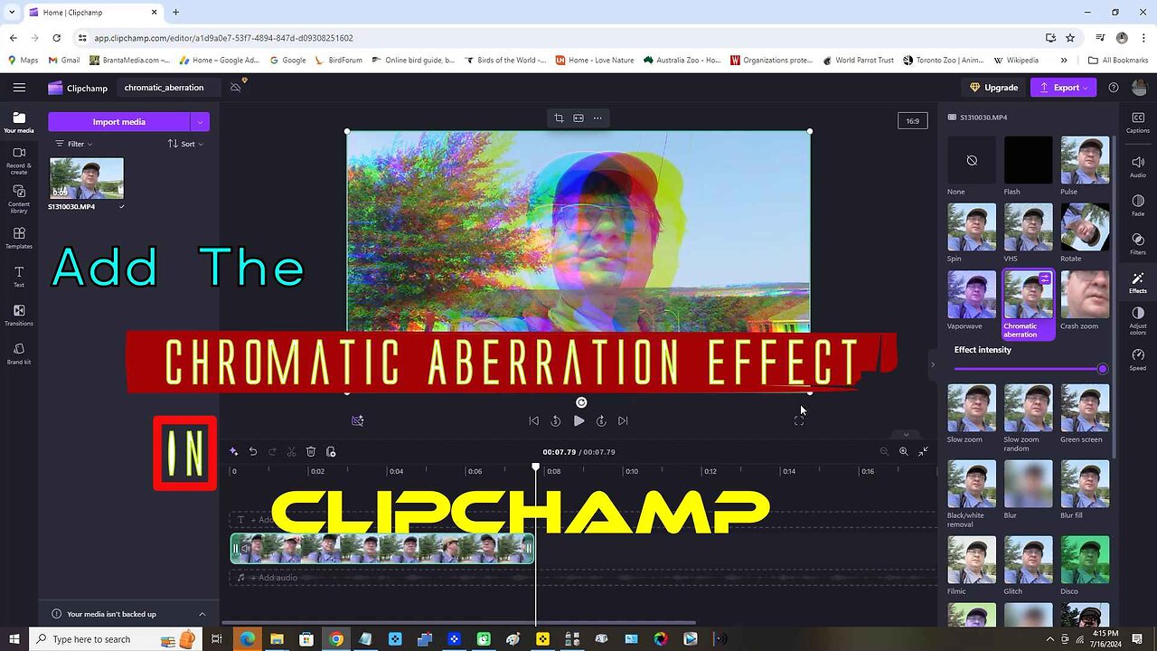 Add The Chromatic Aberration Effect In Clipchamp