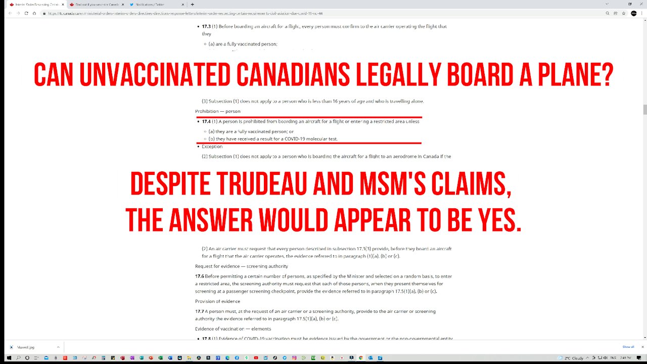 Can unvaccinated Canadians board a plane? The answer would appear to be yes... for now - November 22nd 2021