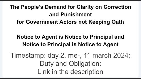 The People’s Demand for Clarity on Correction and Punishment for Government Actors not Keeping Oath