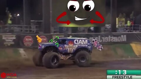 Deric & Cami Monster Jam com desenho animado.