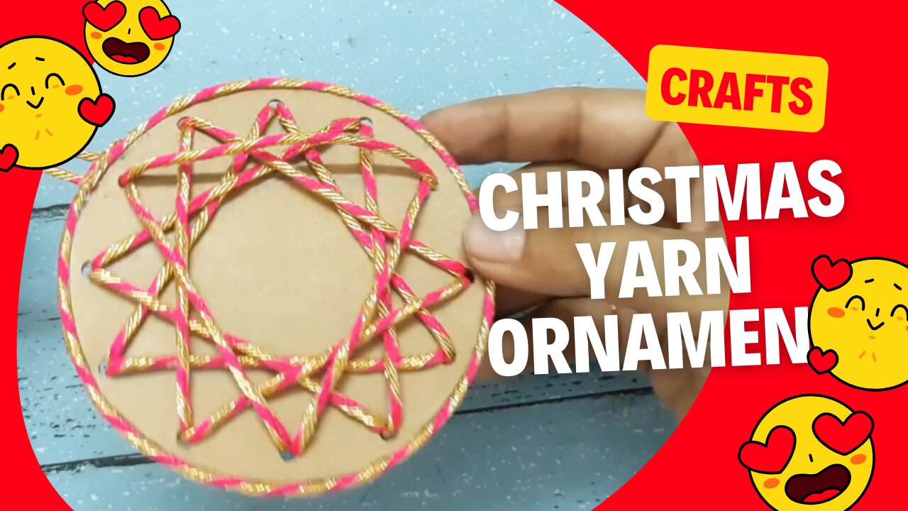 DIY Yarn Tread Christmas Ornament Easy Holiday craft / How to make a Yarn Holiday Ornament