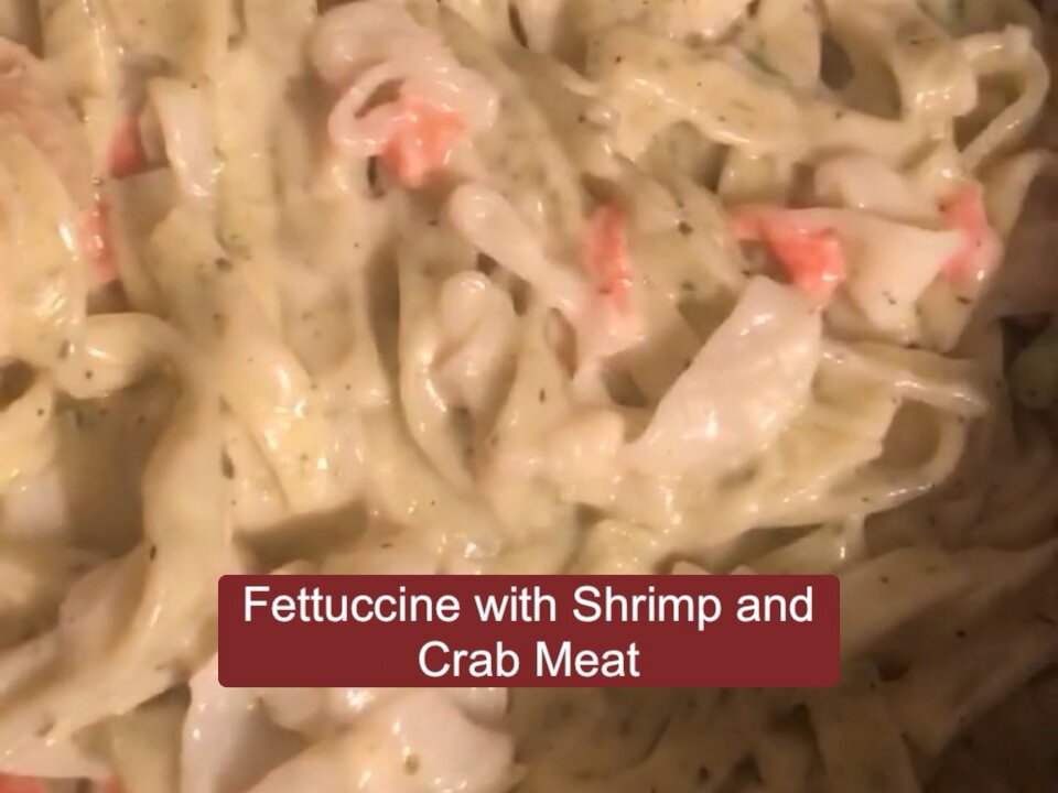 Cooking Fettuccini with Shrimp and Crab Meat