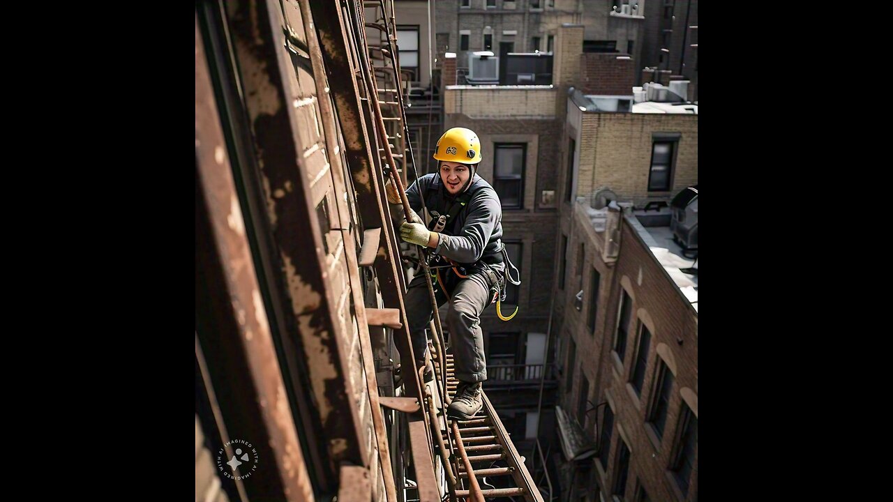 "Thrilling Ladder Climb Over 3-Story Building"