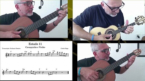 Estudo 11/20 de partitura para cavaquinho e violão